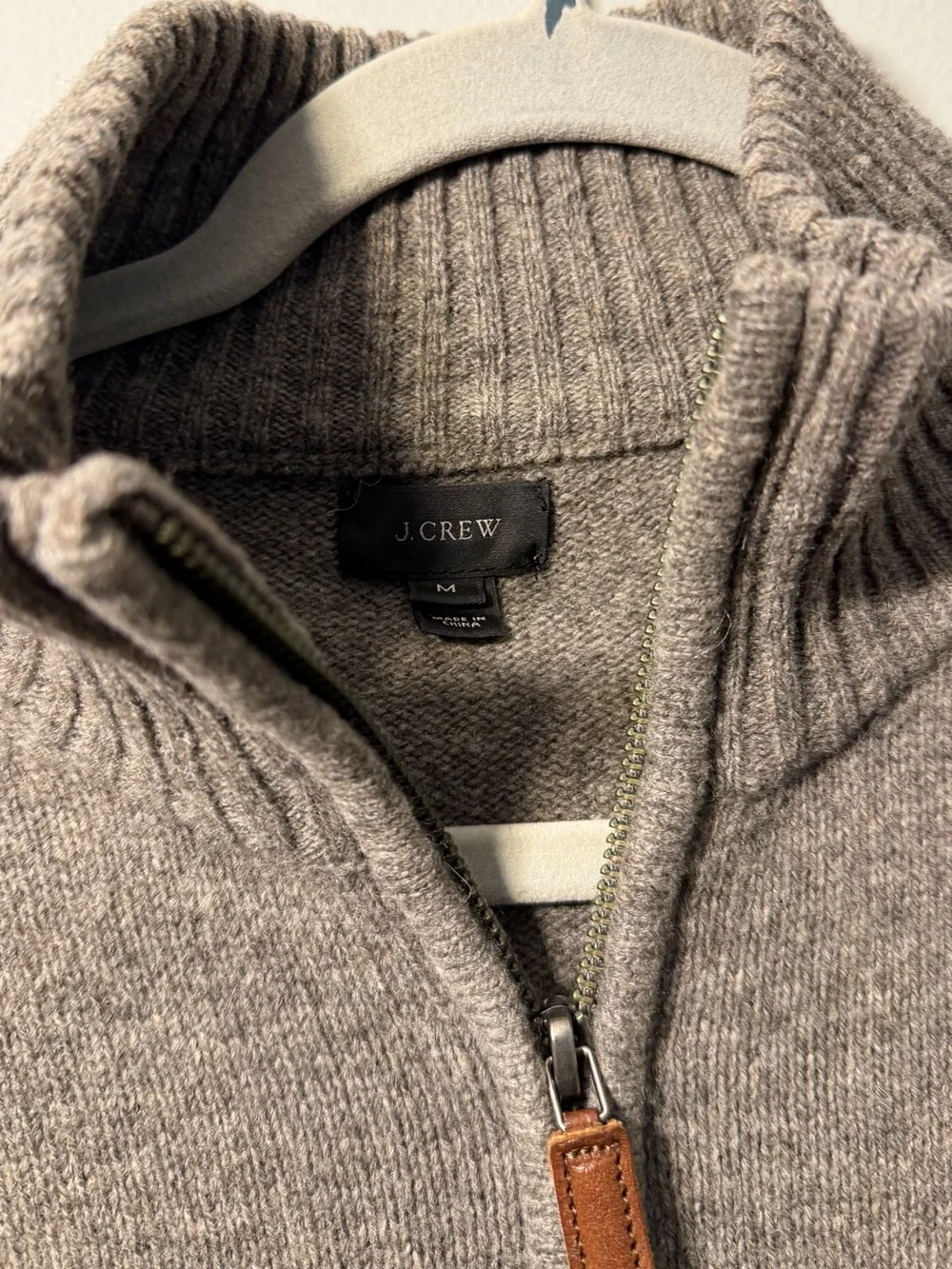 J. Crew Men's Quarter-Zip Sweater in Heathered Taupe-Brown